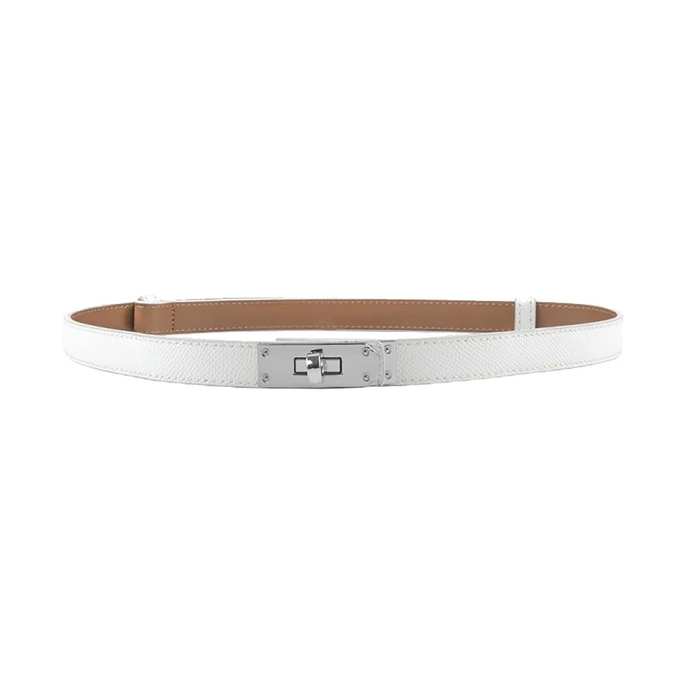 4516 Women's Skinny Leather Belt With Adjustable Silver Turn-lock Buckle